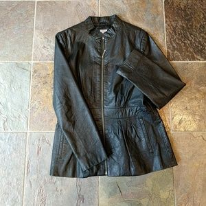 J. Jill The Feminine Leather Zip Jacket Size Small